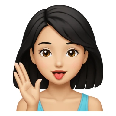 Girl with black hair blowing kiss sticker