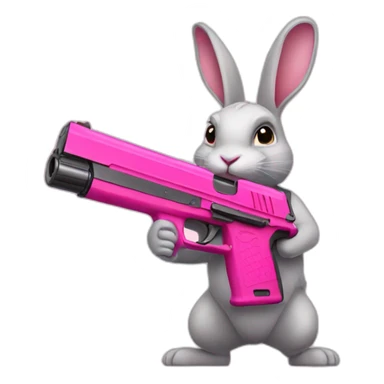 rabbit holding a pink gun sticker