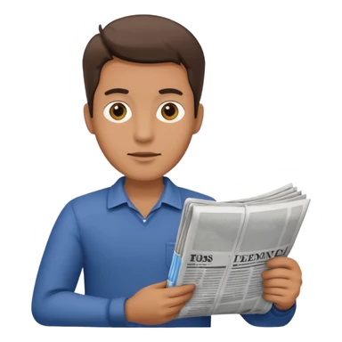 man holding rolled newspaper sticker