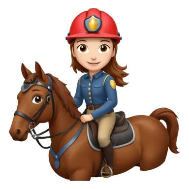 brown haired girl on a cheatnut hporse smiling' sticker