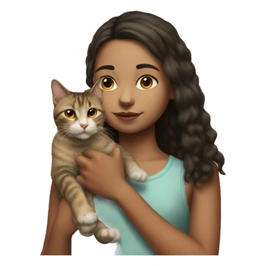 realistic portrait of girl and cat  sticker