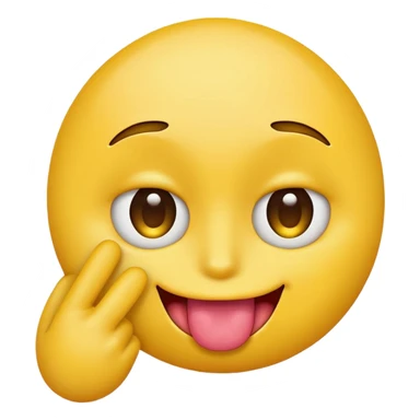 yellow emoji face sticking out tongue, one hand over one eye, mischievous look sticker