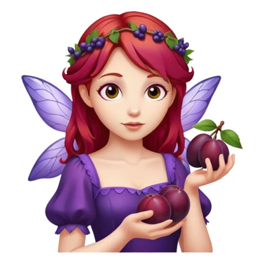 fairy with plums red hair wearing purple  sticker