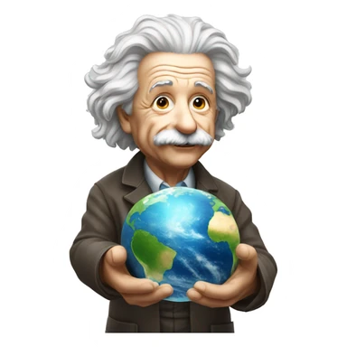 albert einstein holding earth in his hand sticker