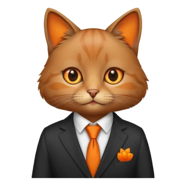 a brown and small cat and wear the suit and it is very cute sticker