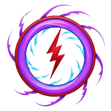 Combination of red blue lightening creating purple lightening in circle shape sticker