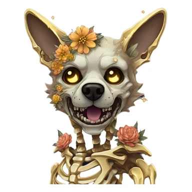 iridescent kintsugi fluffy zombie black brown gold dog fox head zombie skeleton gold mechanical nebula galaxy stars colorful flowers fairy lights vintage zombie sticker