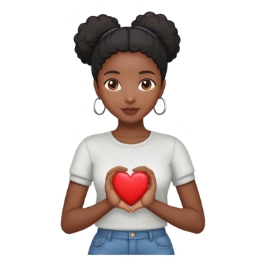 Black Girl with heart in hand sticker