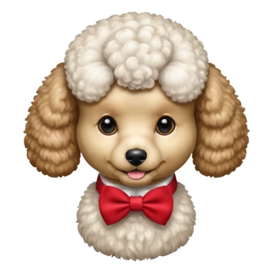 Poodle with red bow tie, half body sticker