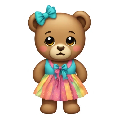 teddy bear with a dress and bow  sticker