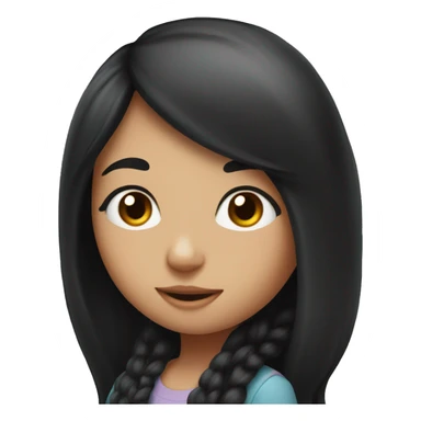 big sister with long black hair and little sister with long black hair  sticker