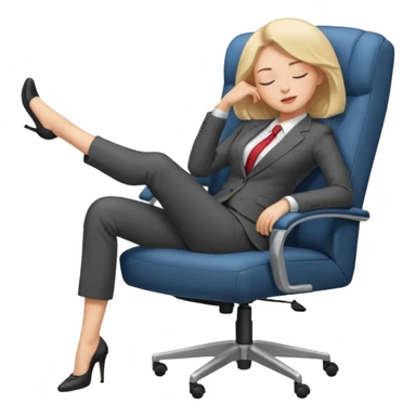 Boss sleeping in a chair with her legs up on the desk sticker