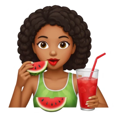 black girl eating watermelon and fried chicken while drinking red Koolaid sticker