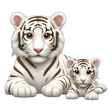 Tiges blanc avec bébé tigre blanc dessus sticker