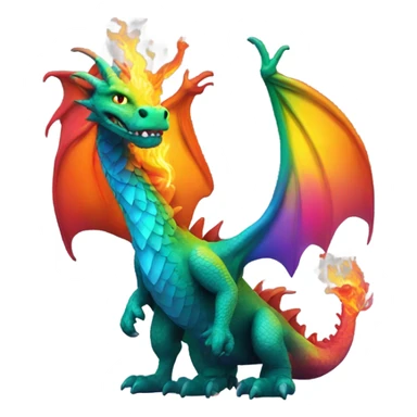 Dragon shooting fire on a rainbow  sticker