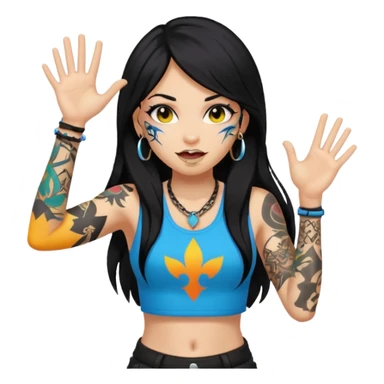 Girl with long black hair and tattoos at a rave sticker