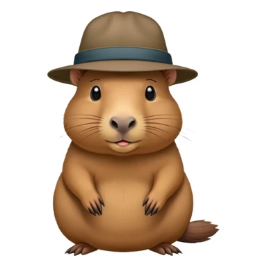 Capybara with a hat and a mini capybara  sticker