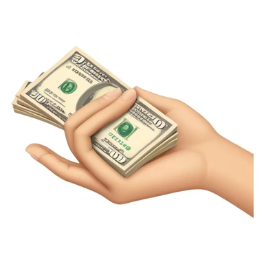 a hand holding money sticker