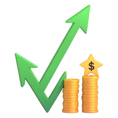 investment concept with upward arrow and money sticker