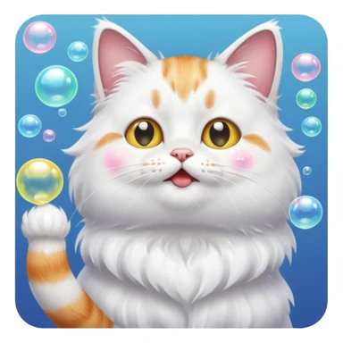cat blowing bubbles sticker