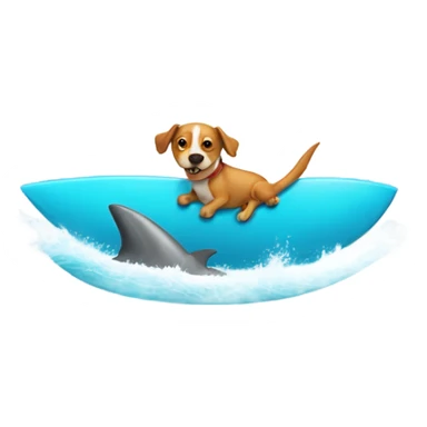 Dog surfing with a shark in Maldives sticker