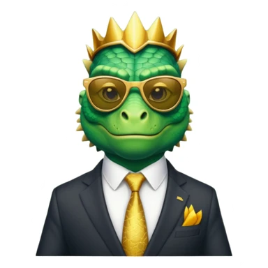 rich capitalist iguana king gold sunglasses sticker