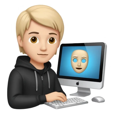 a 3d hacker with computer sticker