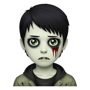boy zombie with black hair emo sticker