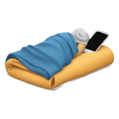 a student lying under a blanket with a phone sticker