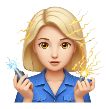 woman producing electric sticker