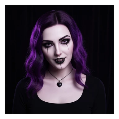 goth profile picture with a heart accent, cute, expressive, minimal, variation 2 sticker