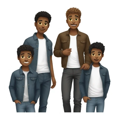 4 white teen men together sticker