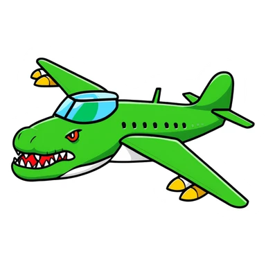 Crocodile bomber plane with sharp teeth sticker