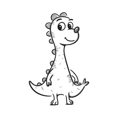 hand-drawn doodle dinosaur with sketchy lines and whimsical pose sticker