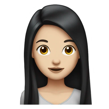 white girl with long black hair sticker