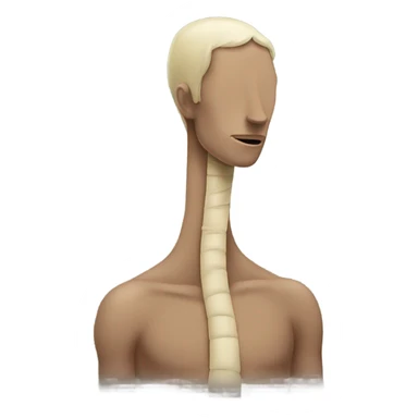 A person with a long neck and big back and neck bent sticker
