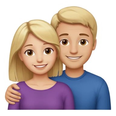 couple in a loving embrace, girl with blonde hair, man with brown hair sticker