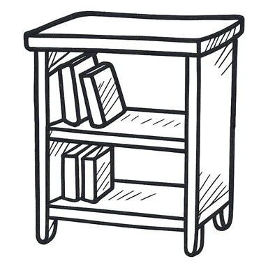 A small light wooden table bookshelf storage sticker