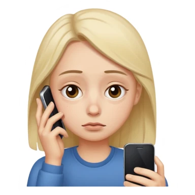cartoon style of a tired person with dark circles under eyes looking at their cellphone, simple background sticker