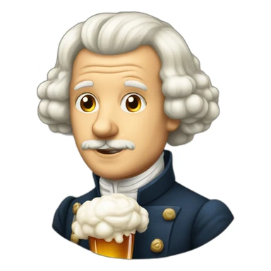 Kant avec perruque à rouleaux et bière sticker