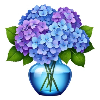 A beautiful bouquet of purple and blue hydrangea flowers sticker