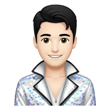Sugar Bones, Male Electropop Singer from Confidence Man with black hair with white highlights, white sequin outfit sticker