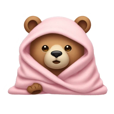 bear cozy in a light pink blanket sticker