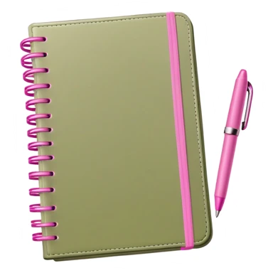Light olive Planner open notebook with pink pen sticker