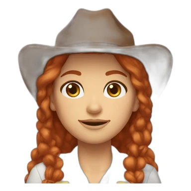 carrie red head hazel green eyes cowgirl teacher sticker