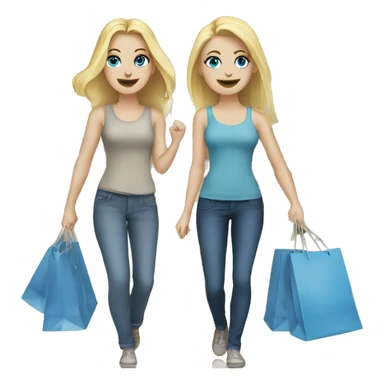 Two blonde white girls blue eyes shopping with bags sticker