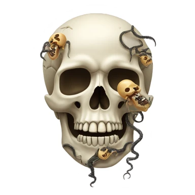 Skull with worms on top sticker