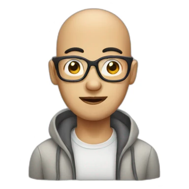 severe hair loss chineseman with eyeglasses sticker