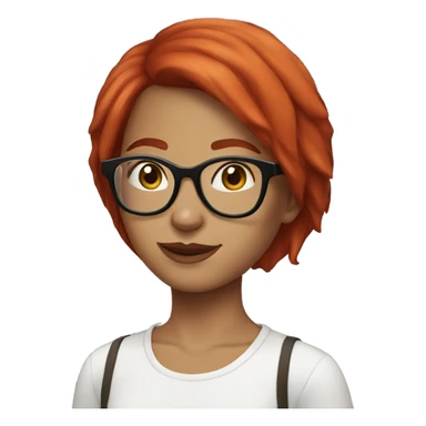 Girl short red hair round glasses sticker