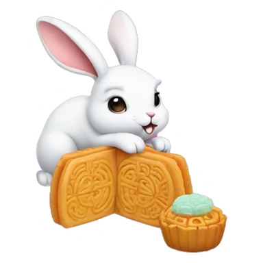 rabbit eat moon cake with galaxy sticker